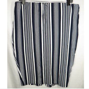 Sejour Women's Navy White Vertical Striped Pull On Pencil Skirt Size 12